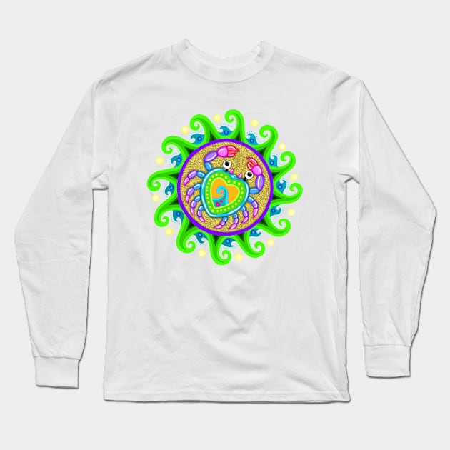 Cute colourful crab Long Sleeve T-Shirt by SoozieWray